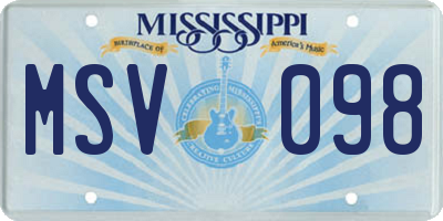 MS license plate MSV098