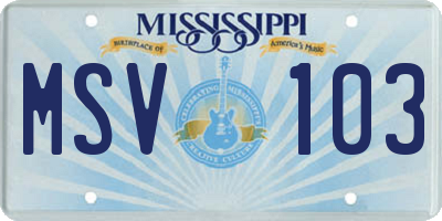 MS license plate MSV103