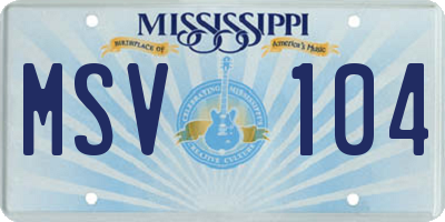 MS license plate MSV104