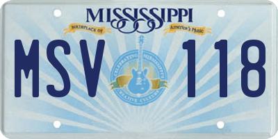 MS license plate MSV118