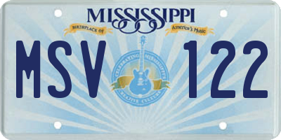 MS license plate MSV122