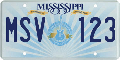 MS license plate MSV123