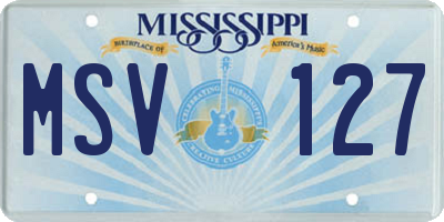 MS license plate MSV127