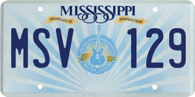 MS license plate MSV129