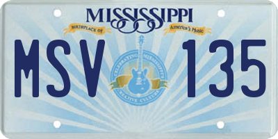 MS license plate MSV135