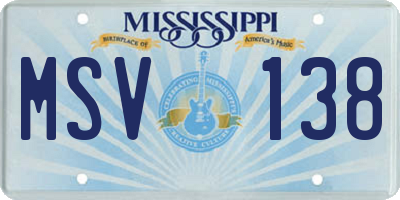MS license plate MSV138