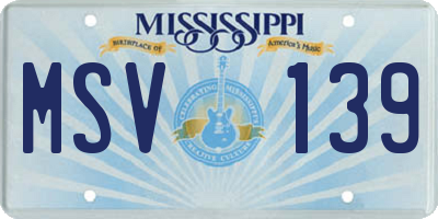 MS license plate MSV139