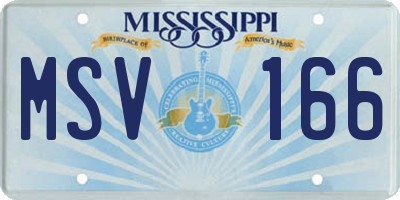 MS license plate MSV166