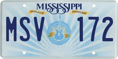 MS license plate MSV172