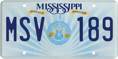 MS license plate MSV189