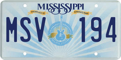 MS license plate MSV194