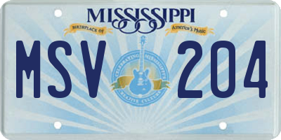 MS license plate MSV204