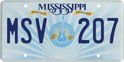 MS license plate MSV207