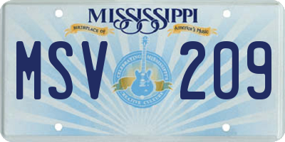MS license plate MSV209