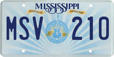 MS license plate MSV210