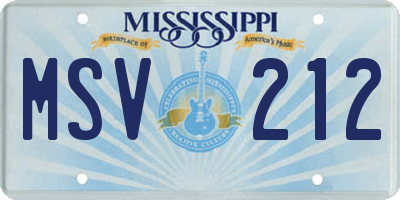 MS license plate MSV212
