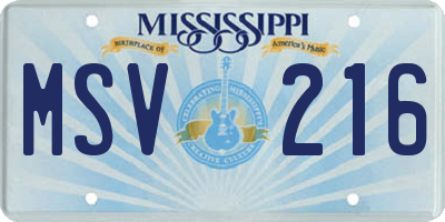 MS license plate MSV216