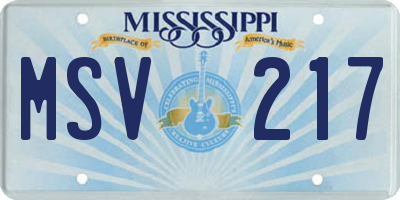MS license plate MSV217