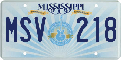 MS license plate MSV218