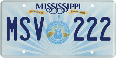 MS license plate MSV222