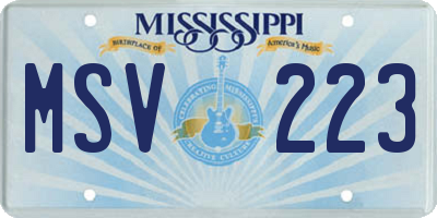 MS license plate MSV223