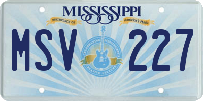 MS license plate MSV227