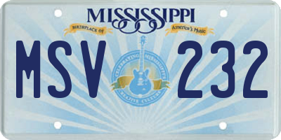 MS license plate MSV232