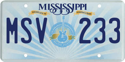 MS license plate MSV233