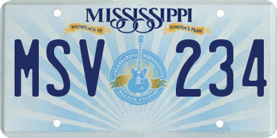 MS license plate MSV234