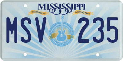 MS license plate MSV235