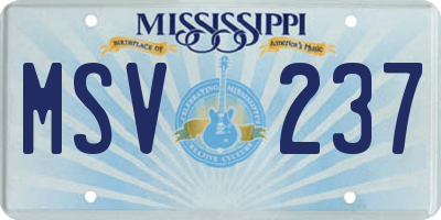 MS license plate MSV237
