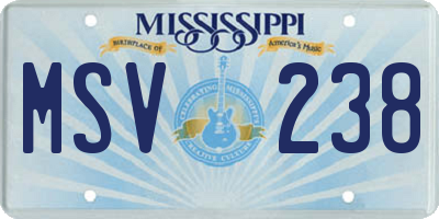 MS license plate MSV238
