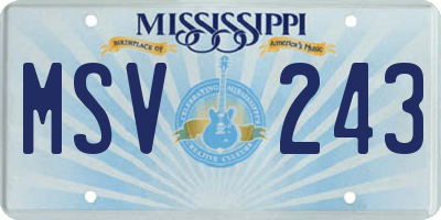 MS license plate MSV243