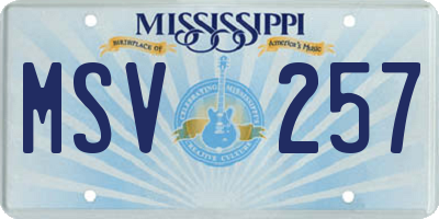 MS license plate MSV257