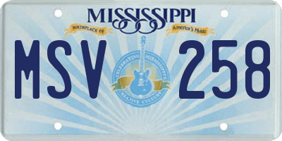 MS license plate MSV258
