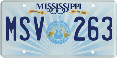MS license plate MSV263