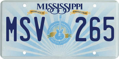 MS license plate MSV265