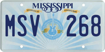 MS license plate MSV268