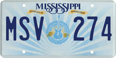 MS license plate MSV274
