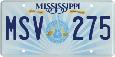 MS license plate MSV275