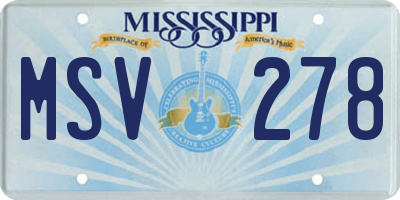 MS license plate MSV278
