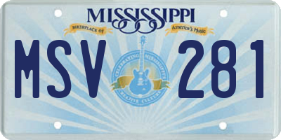 MS license plate MSV281