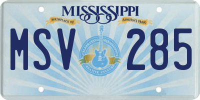 MS license plate MSV285