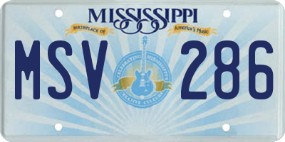 MS license plate MSV286