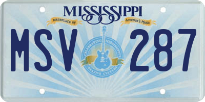 MS license plate MSV287