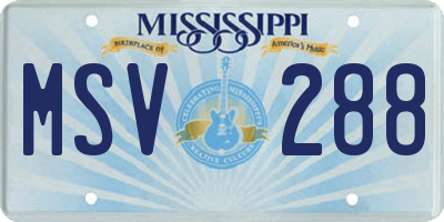MS license plate MSV288