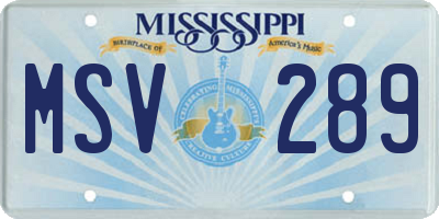 MS license plate MSV289