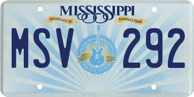 MS license plate MSV292