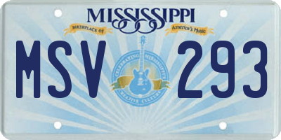 MS license plate MSV293