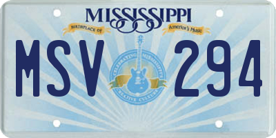 MS license plate MSV294